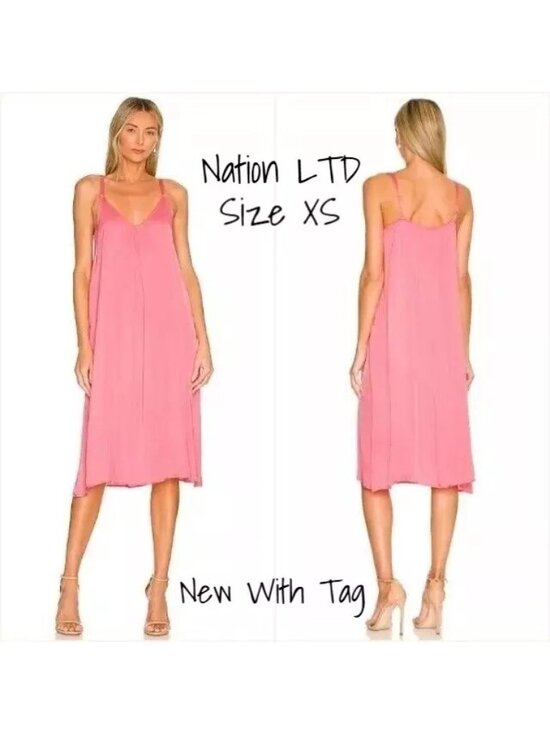 Nation LTD Dresses & Skirts - Nation LTD Shiloh Sleeveless Slip Midi Dress Strawberry Shake Pink XS New